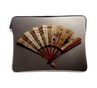 Housse Ordinateur et Tablette Aspect Lin - Eventail Japon Antique 1880 Art Japonais - 10 Pouces Pochette de Protection PC Portable Imprimé en France