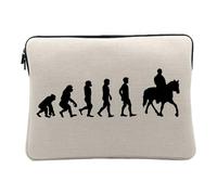 Housse Ordinateur et Tablette Aspect Lin - Evolution Cavalier Cheval Équitation Poney - 12-13 Pouces Pochette de Protection PC Portable Imprimé en France