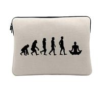 Housse Ordinateur et Tablette Aspect Lin - Evolution Méditation Yoga Bien-Etre Zen - 10 Pouces Pochette de Protection PC Portable Imprimé en France