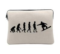 Housse Ordinateur et Tablette Aspect Lin - Evolution Snowboard Sport d'hiver Athlète - 10 Pouces Pochette de Protection PC Portable Imprimé en France