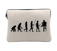 Housse Ordinateur et Tablette Aspect Lin - Evolution Vielle à Roue Musique Instrument Musicien - 14-15 Pouces Pochette de Protection PC Portable Imprimé en France