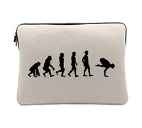 Housse Ordinateur et Tablette Aspect Lin - Evolution Yoga Meditation Bien Etre Inde - 14-15 Pouces Pochette de Protection PC Portable Imprimé en France