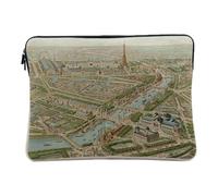 Housse Ordinateur et Tablette Aspect Lin - Exposition Universelle Paris 1900 Paris Dessin Vue Aerienne Tour Eiffel - 12-13 Pouces Pochette de Protection PC Portable Imprimé en France