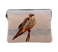 Housse Ordinateur et Tablette Aspect Lin - Faucon Posé sur Une Branche Nature Sauvage Rapace - 14-15 Pouces Pochette de Protection PC Portable Imprimé en France