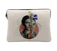 Housse Ordinateur et Tablette Aspect Lin - Femme Fleurit Collage Art Surréalisme Fleurs - 14-15 Pouces Pochette de Protection PC Portable Imprimé en France