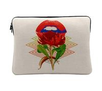 Housse Ordinateur et Tablette Aspect Lin - Fleurs Levres Botanique Collage Nature Fleurs Vintage Illustration Formes Geometrique Zoomer Streetweat - 14-15 Pouces Pochette de Protection PC Portable