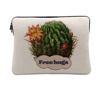 Housse Ordinateur et Tablette Aspect Lin - Free Hugs Cactus Botanique Collage Nature Fleurs Vintage Zoomer - 10 Pouces Pochette de Protection PC Portable Imprimé en France