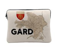 Housse Ordinateur et Tablette Aspect Lin - Gard 30 Département Nimes Carte Ancienne Occitanie - 14-15 Pouces Pochette de Protection PC Portable Imprimé en France