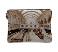 Housse Ordinateur et Tablette Aspect Lin - Gare D'Orsay Paris 1900 Photo Rare Vintage Ancien Train - 10 Pouces Pochette de Protection PC Portable Imprimé en France