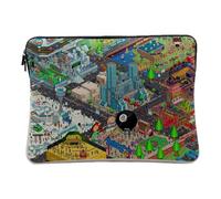 Housse Ordinateur et Tablette Aspect Lin - Geek Pixel Art Plage Retro Gaming Jeux Video Vintage - 14-15 Pouces Pochette de Protection PC Portable Imprimé en France