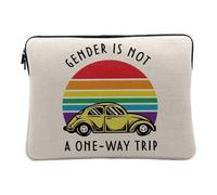 Housse Ordinateur et Tablette Aspect Lin - Gender is Not a One-Way Trip LGBTQ+ Gay Lesbien - 12-13 Pouces Pochette de Protection PC Portable Imprimé en France