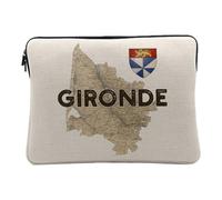 Housse Ordinateur et Tablette Aspect Lin - Gironde 33 Departement Bordeaux Carte Ancienne Nouvelle Aquitaine - 10 Pouces Pochette de Protection PC Portable Imprimé en France