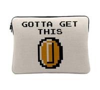 Housse Ordinateur et Tablette Aspect Lin - Gotta Get This Coin Pixel Art Jeux Video Retro Gaming - 10 Pouces Pochette de Protection PC Portable Imprimé en France