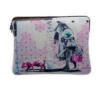 Housse Ordinateur et Tablette Aspect Lin - Graffiti Street Art Mural Petit Cochon Grand Mere - 14-15 Pouces Pochette de Protection PC Portable Imprimé en France