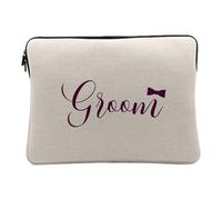 Housse Ordinateur et Tablette Aspect Lin - Groom Wedding Marriage Calligraphy - 12-13 Pouces Pochette de Protection PC Portable Imprimé en France