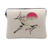 Housse Ordinateur et Tablette Aspect Lin - Grue du Japon Oiseau Asie Faune Sakura - 12-13 Pouces Pochette de Protection PC Portable Imprimé en France