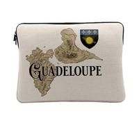 Housse Ordinateur et Tablette Aspect Lin - Guadeloupe 971 Département Ile Carte Ancienne Rare - 14-15 Pouces Pochette de Protection PC Portable Imprimé en France