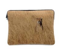Housse Ordinateur et Tablette Aspect Lin - Guépard Assis dans la Savane Vie Animale Beauté Sauvage - 12-13 Pouces Pochette de Protection PC Portable Imprimé en France