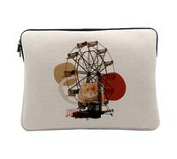 Housse Ordinateur et Tablette Aspect Lin - Hamster et Grand Roue Animal Collage Art Surréalisme - 10 Pouces Pochette de Protection PC Portable Imprimé en France