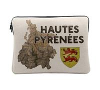 Housse Ordinateur et Tablette Aspect Lin - Hautes Pyrénées 65 Departement Tarbes Carte Ancienne Occitanie - 10 Pouces Pochette de Protection PC Portable Imprimé en France