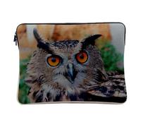 Housse Ordinateur et Tablette Aspect Lin - Hibou Grand Duc Nature Sauvage Vie Animale Oiseau - 10 Pouces Pochette de Protection PC Portable Imprimé en France