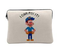 Housse Ordinateur et Tablette Aspect Lin - I Can Fix It! Personnage Mascotte Jeux Video 8 Bits Retro Gaming Arcade - 14-15 Pouces Pochette de Protection PC Portable Imprimé en France