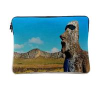 Housse Ordinateur et Tablette Aspect Lin - Ile de Paques Chili UNESCO Patrimoine Mondiale Statue - 12-13 Pouces Pochette de Protection PC Portable Imprimé en France