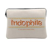Housse Ordinateur et Tablette Aspect Lin - Indophile Bohemian India Asia Travel - 14-15 Pouces Pochette de Protection PC Portable Imprimé en France