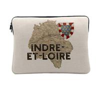 Housse Ordinateur et Tablette Aspect Lin - Indre et Loire 37 Departement Tours Carte Ancienne Centre - 12-13 Pouces Pochette de Protection PC Portable Imprimé en France