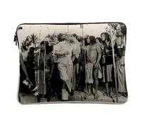 Housse Ordinateur et Tablette Aspect Lin - Jacques Chirac Vintage Polynesie Tribu President France - 10 Pouces Pochette de Protection PC Portable Imprimé en France