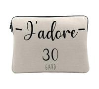 Housse Ordinateur et Tablette Aspect Lin - J'adore 30 Gard Departement France Region - 14-15 Pouces Pochette de Protection PC Portable Imprimé en France