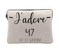 Housse Ordinateur et Tablette Aspect Lin - J'adore 47 Lot Et Garonne Departement France Region Agen - 12-13 Pouces Pochette de Protection PC Portable Imprimé en France