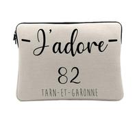 Housse Ordinateur et Tablette Aspect Lin - J'adore 82 Tarn Et Garonne Departement France Region Montauban - 10 Pouces Pochette de Protection PC Portable Imprimé en France