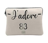 Housse Ordinateur et Tablette Aspect Lin - J'adore 83 Var Departement France Region Toulon - 10 Pouces Pochette de Protection PC Portable Imprimé en France
