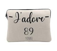 Housse Ordinateur et Tablette Aspect Lin - J'adore 89 Yonne Departement France Region Auxerre - 10 Pouces Pochette de Protection PC Portable Imprimé en France