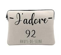 Housse Ordinateur et Tablette Aspect Lin - J'adore 92 Hauts De Seine Departement France Region Nanterre - 12-13 Pouces Pochette de Protection PC Portable Imprimé en France