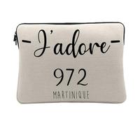 Housse Ordinateur et Tablette Aspect Lin - J'adore 972 Martinique Departement France Region Fort De France - 10 Pouces Pochette de Protection PC Portable Imprimé en