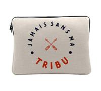 Housse Ordinateur et Tablette Aspect Lin - Jamais sans ma Tribu Famille Unis Humour - 14-15 Pouces Pochette de Protection PC Portable Imprimé en France
