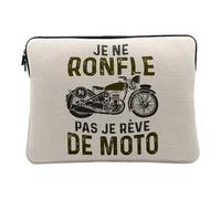Housse Ordinateur et Tablette Aspect Lin - Je ne Ronfle Pas Je rêve de Moto Grosses cylindrées Cafe Racer - 12-13 Pouces Pochette de Protection PC Portable Imprimé en France