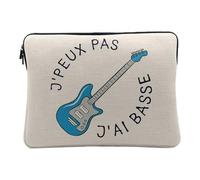 Housse Ordinateur et Tablette Aspect Lin - J'Peux Pas J'Ai Basse Electrique Guitare Rock Blues - 14-15 Pouces Pochette de Protection PC Portable Imprimé en France