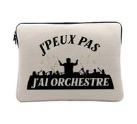 Housse Ordinateur et Tablette Aspect Lin - J'Peux Pas J'Ai Orchestre Musique Classique Mozart - 12-13 Pouces Pochette de Protection PC Portable Imprimé en France