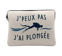 Housse Ordinateur et Tablette Aspect Lin - J'Peux Pas J'Ai Plongée sous Marine Mer Océans - 12-13 Pouces Pochette de Protection PC Portable Imprimé en France