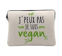 Housse Ordinateur et Tablette Aspect Lin - J'Peux Pas Je suis Vegan Végétarien Respect Animal - 10 Pouces Pochette de Protection PC Portable Imprimé en France