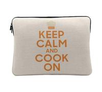 Housse Ordinateur et Tablette Aspect Lin - Keep Calm and Cook on Cuisine Chef Angleterre - 12-13 Pouces Pochette de Protection PC Portable Imprimé en France