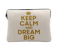 Housse Ordinateur et Tablette Aspect Lin - Keep Calm and Dream Big Reve Angleterre - 10 Pouces Pochette de Protection PC Portable Imprimé en France