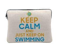 Housse Ordinateur et Tablette Aspect Lin - Keep Calm and Keep on Swimming Angleterre Mer Plongée - 12-13 Pouces Pochette de Protection PC Portable Imprimé en France