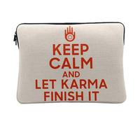 Housse Ordinateur et Tablette Aspect Lin - Keep Calm and Let Karma Finish It Inde Yoga Meditation - 14-15 Pouces Pochette de Protection PC Portable Imprimé en France