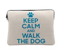 Housse Ordinateur et Tablette Aspect Lin - Keep Calm and Walk The Dog Parodie Chien Animaux - 10 Pouces Pochette de Protection PC Portable Imprimé en France