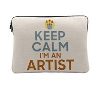 Housse Ordinateur et Tablette Aspect Lin - Keep Calm I'm an Artist Parodie Métier Job Artiste - 12-13 Pouces Pochette de Protection PC Portable Imprimé en France