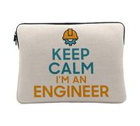 Housse Ordinateur et Tablette Aspect Lin - Keep Calm I'm an Engineer Parodie Métier Job Ingénieur - 10 Pouces Pochette de Protection PC Portable Imprimé en France